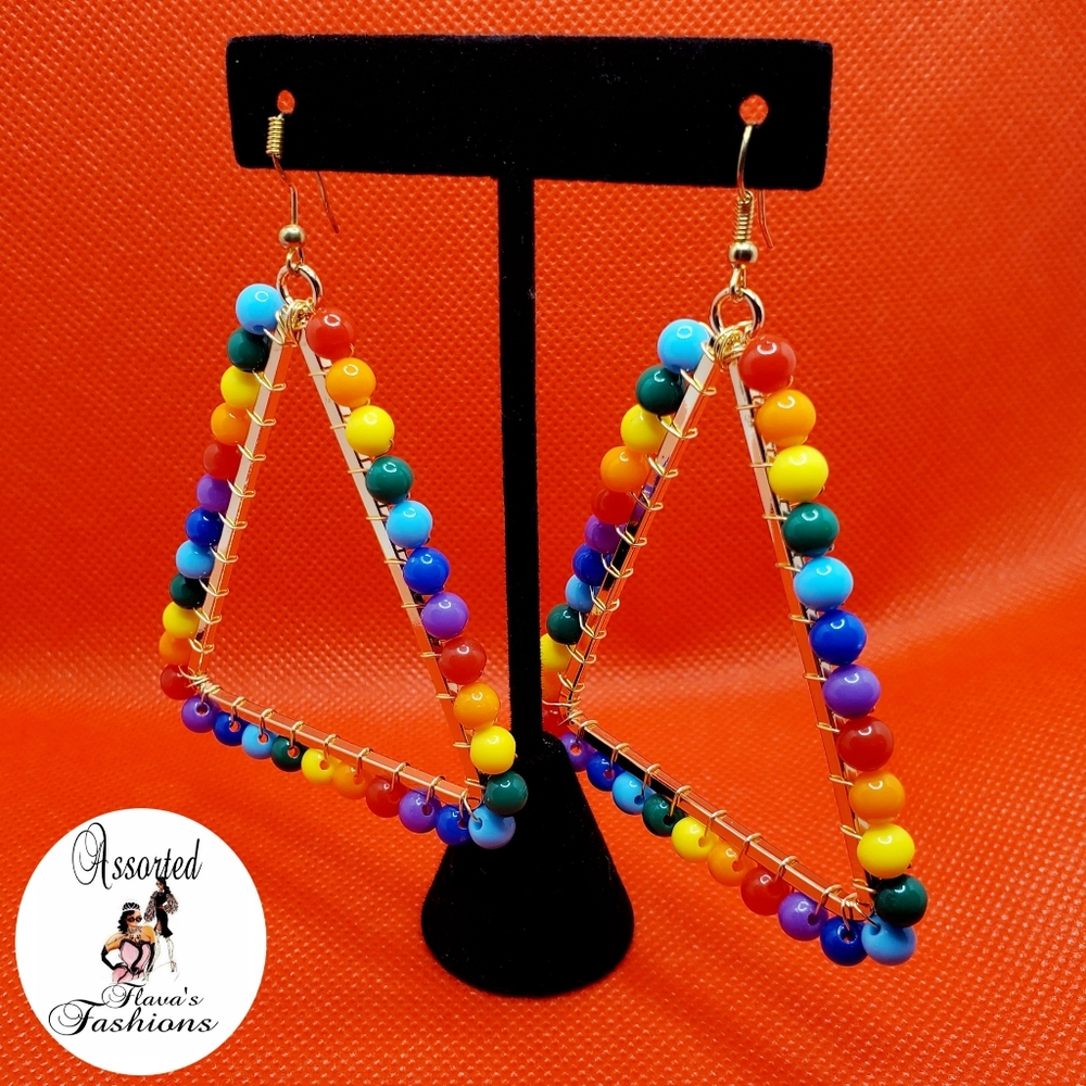 Rainbow Beaded Earrings - Picture 6 of 9